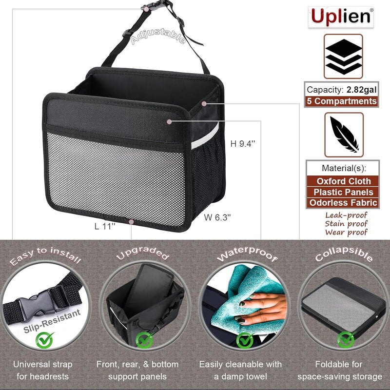 Uplien Car Back Seat Organizer and Storage Bag, Premium 1680D Oxford Cloth Collapsible Universal Hanging Car Seat Back Organizer for Kids & Adults - Image 3